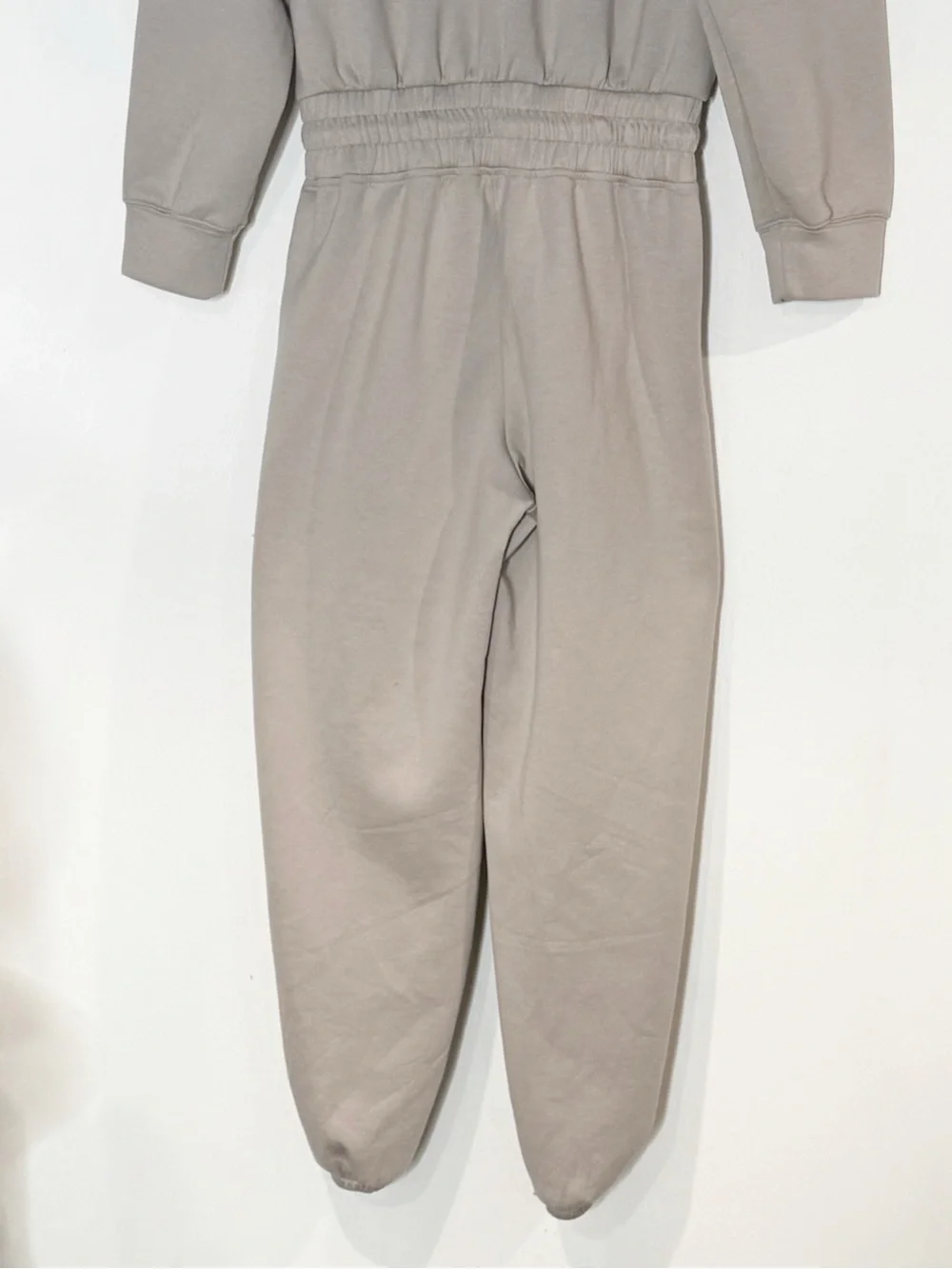 Abercrombie YPB NeoKnit Scuba Knit Half Zip Jogger JumpSuit Size S Beige Gray